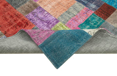 Kirk Yama Blue Patchwork Cotton Wool Handmade Area Rug 6'8'' x 9'11''