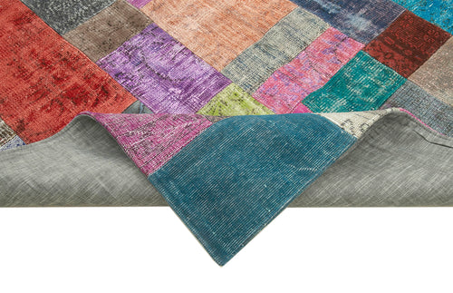 Kirk Yama Blue Patchwork Cotton Wool Handmade Area Rug 6'8'' x 9'11''
