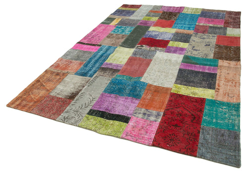 Handmade Area Rug - Kirk Yama Blue Patchwork Cotton Wool Carpet 6'8''x9'10''