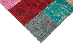 Handmade Area Rug - Kirk Yama Blue Patchwork Cotton Wool Carpet 6'8''x9'10''