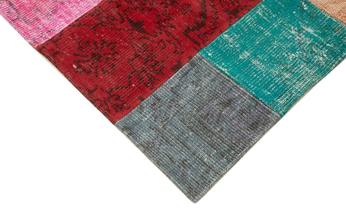 Handmade Area Rug - Kirk Yama Blue Patchwork Cotton Wool Carpet 6'8''x9'10''