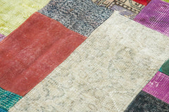 Handmade Area Rug - Kirk Yama Blue Patchwork Cotton Wool Carpet 6'8''x9'10''