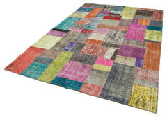 Handmade Area Rug - Kirk Yama Blue Patchwork Cotton Wool Carpet 6'7''x9'10''