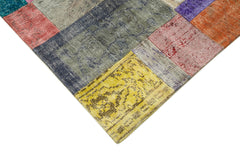 Handmade Area Rug - Kirk Yama Blue Patchwork Cotton Wool Carpet 6'7''x9'10''