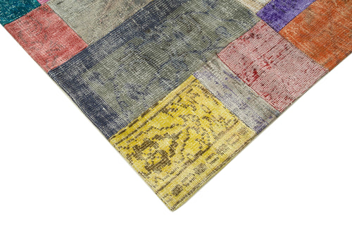 Handmade Area Rug - Kirk Yama Blue Patchwork Cotton Wool Carpet 6'7''x9'10''