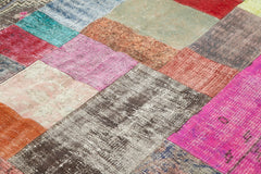 Handmade Area Rug - Kirk Yama Blue Patchwork Cotton Wool Carpet 6'7''x9'10''