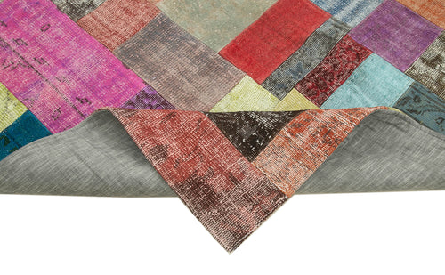 Handmade Area Rug - Kirk Yama Blue Patchwork Cotton Wool Carpet 6'7''x9'10''