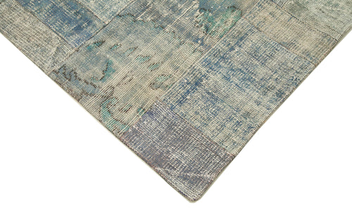 Kirk Yama Grey Patchwork Cotton Wool Handmade Area Rug 6'8'' x 9'11''