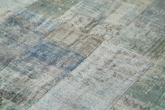 Kirk Yama Grey Patchwork Cotton Wool Handmade Area Rug 6'8'' x 9'11''