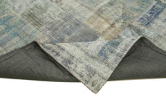 Kirk Yama Grey Patchwork Cotton Wool Handmade Area Rug 6'8'' x 9'11''