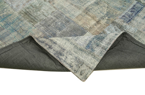 Kirk Yama Grey Patchwork Cotton Wool Handmade Area Rug 6'8'' x 9'11''