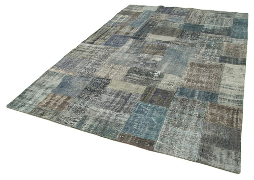 Kirk Yama Grey Patchwork Cotton Wool Handmade Area Rug 6'7'' x 9'10''