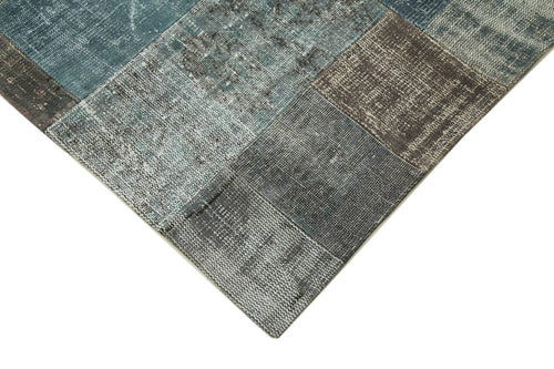Kirk Yama Grey Patchwork Cotton Wool Handmade Area Rug 6'7'' x 9'10''