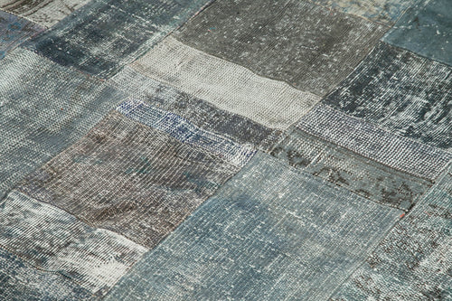 Kirk Yama Grey Patchwork Cotton Wool Handmade Area Rug 6'7'' x 9'10''