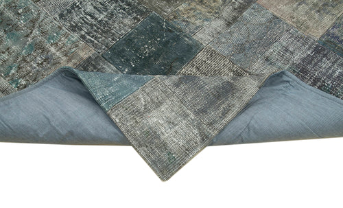 Kirk Yama Grey Patchwork Cotton Wool Handmade Area Rug 6'7'' x 9'10''