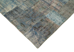 Kirk Yama Blue Patchwork Cotton Wool Handmade Area Rug 8'3'' x 9'11''