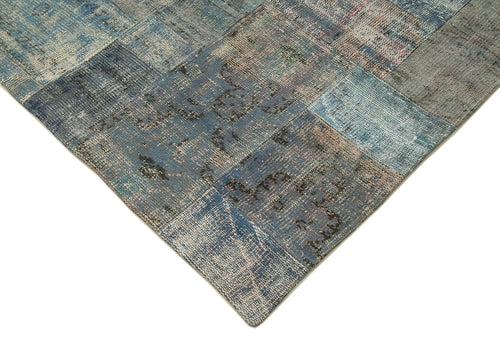 Kirk Yama Blue Patchwork Cotton Wool Handmade Area Rug 8'3'' x 9'11''