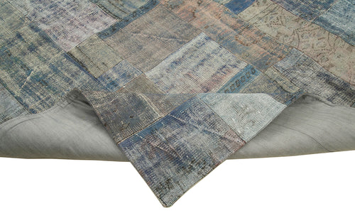 Kirk Yama Blue Patchwork Cotton Wool Handmade Area Rug 8'3'' x 9'11''