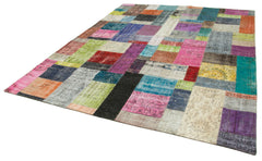 Kirk Yama Blue Patchwork Cotton Wool Handmade Area Rug 8'2'' x 10'0''