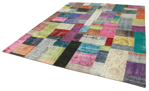 Kirk Yama Blue Patchwork Cotton Wool Handmade Area Rug 8'2'' x 10'0''