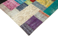 Kirk Yama Blue Patchwork Cotton Wool Handmade Area Rug 8'2'' x 10'0''