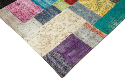 Kirk Yama Blue Patchwork Cotton Wool Handmade Area Rug 8'2'' x 10'0''