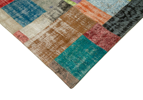 Kirk Yama Blue Patchwork Cotton Wool Handmade Area Rug 8'4'' x 10'0''
