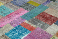 Kirk Yama Blue Patchwork Cotton Wool Handmade Area Rug 8'4'' x 10'0''