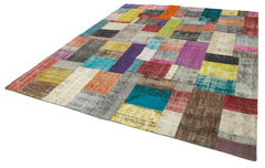 Handmade Area Rug - Kirk Yama Blue Patchwork Cotton Wool Carpet 8'3''x10'