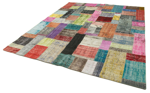 Kirk Yama Blue Patchwork Cotton Wool Handmade Area Rug 8'3'' x 10'0''