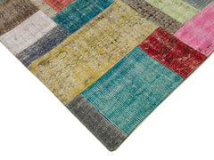 Kirk Yama Blue Patchwork Cotton Wool Handmade Area Rug 8'3'' x 10'0''