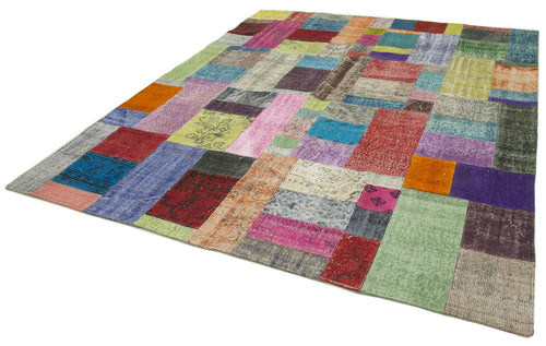 Handmade Area Rug - Blue Patchwork Cotton Wool Carpet by Agacan, 8'2''x9'10''