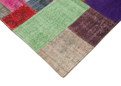 Handmade Area Rug - Blue Patchwork Cotton Wool Carpet by Agacan, 8'2''x9'10''