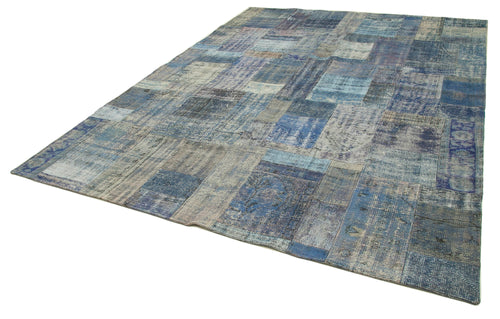 Kirk Yama Blue Patchwork Cotton Wool Handmade Area Rug 8'3'' x 11'5''