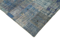 Kirk Yama Blue Patchwork Cotton Wool Handmade Area Rug 8'3'' x 11'5''