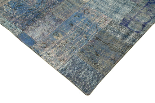 Kirk Yama Blue Patchwork Cotton Wool Handmade Area Rug 8'3'' x 11'5''