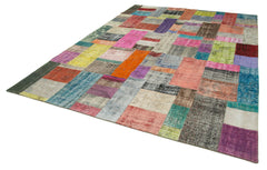 Kirk Yama Blue Patchwork Cotton Wool Handmade Area Rug 8'3'' x 11'6''