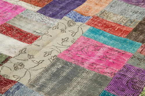 Kirk Yama Blue Patchwork Cotton Wool Handmade Area Rug 8'3'' x 11'6''