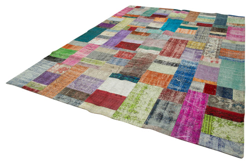 Kirk Yama Blue Patchwork Cotton Wool Handmade Area Rug 8'11'' x 12'1''
