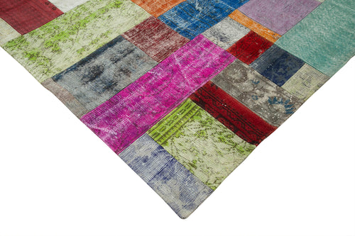 Kirk Yama Blue Patchwork Cotton Wool Handmade Area Rug 8'11'' x 12'1''