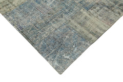 Kirk Yama Blue Patchwork Cotton Wool Handmade Area Rug 9'11'' x 13'6''