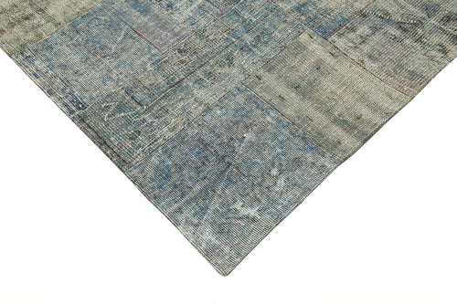 Kirk Yama Blue Patchwork Cotton Wool Handmade Area Rug 9'11'' x 13'6''