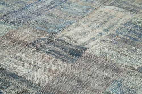 Kirk Yama Blue Patchwork Cotton Wool Handmade Area Rug 9'11'' x 13'6''