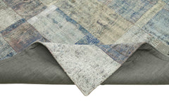 Kirk Yama Blue Patchwork Cotton Wool Handmade Area Rug 9'11'' x 13'6''