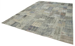 Kirk Yama Grey Patchwork Cotton Wool Handmade Area Rug 9'11'' x 13'6''