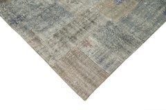Kirk Yama Grey Patchwork Cotton Wool Handmade Area Rug 9'11'' x 13'6''