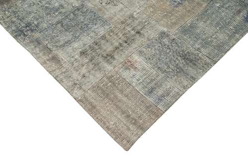 Kirk Yama Grey Patchwork Cotton Wool Handmade Area Rug 9'11'' x 13'6''