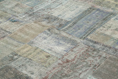 Kirk Yama Grey Patchwork Cotton Wool Handmade Area Rug 9'11'' x 13'6''