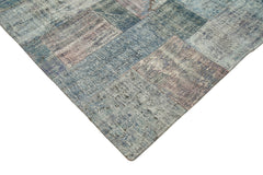 Handmade Area Rug | Blue Patchwork Rug - Cotton Wool Carpet, Vintage Turkish Style