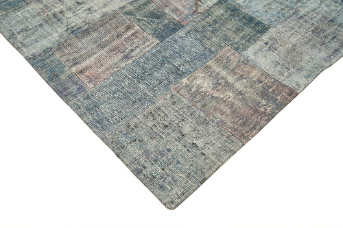 Handmade Area Rug | Blue Patchwork Rug - Cotton Wool Carpet, Vintage Turkish Style